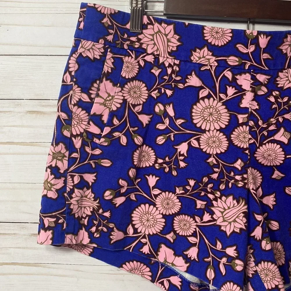 J Crew City Fit Floral Print Blue Pink Chino Shorts